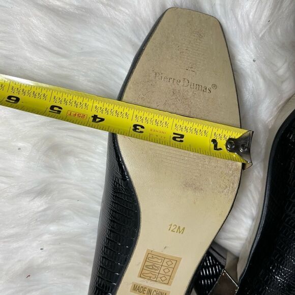 Pierre Dumas black reptile prints slip on 2” heels with gold tone accent SZ12M - Picture 6 of 10